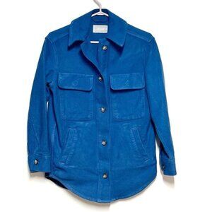 Everlane Womens Oversized Cotton Shirt Jacket Shacket Bright Blue Size XS